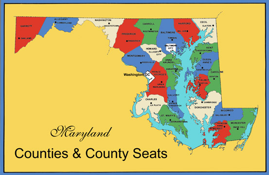 Maryland Counties Map Counties County Seats   Seatc 