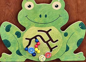 [photo, Frog figure, Grantsville Branch Library, Ruth Enlow Library of Garrett County, 102 Parkview Drive, Grantsville, Maryland]