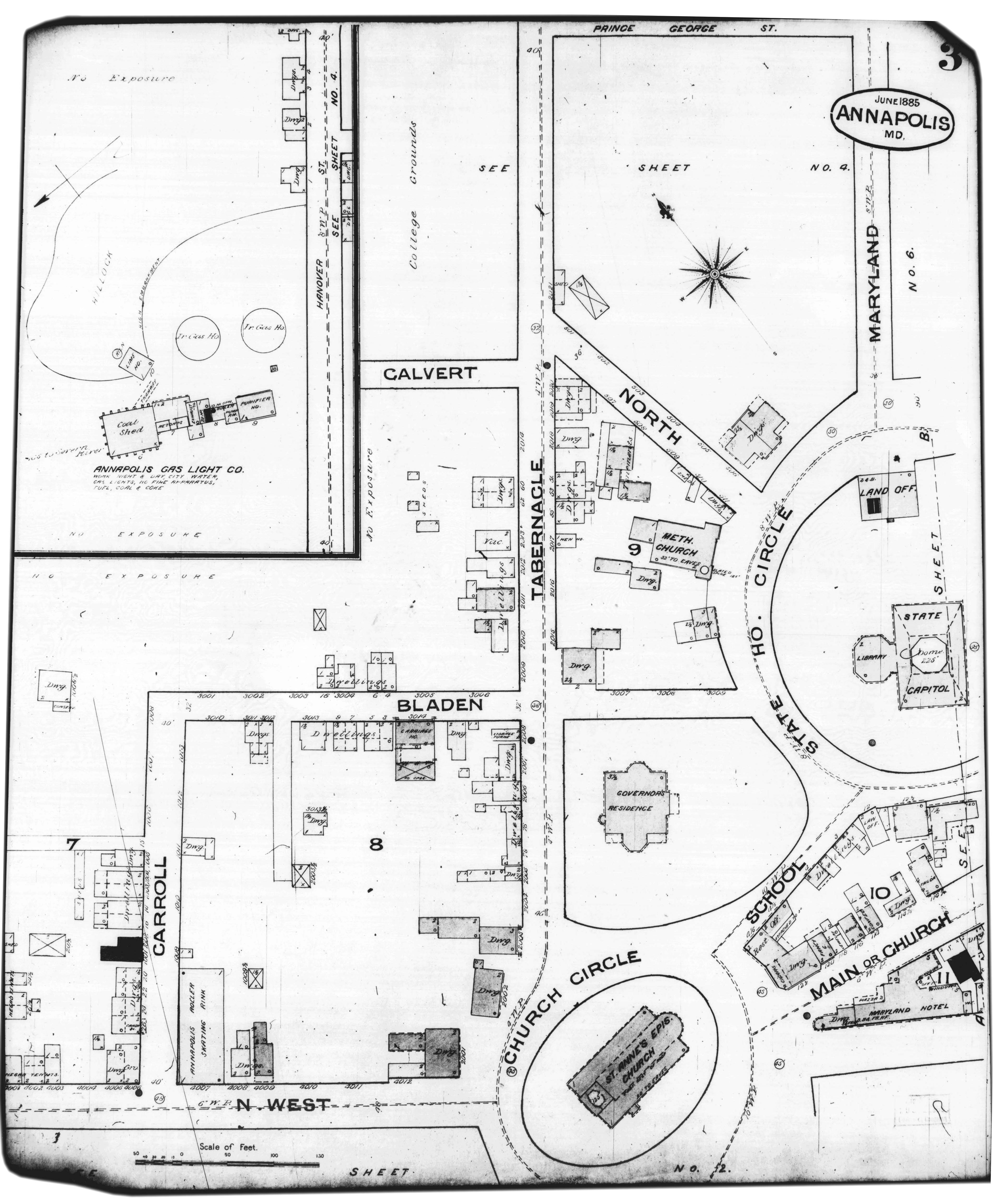 1885 Detail from Sanborn Map Company, Insurance Maps of Annapolis