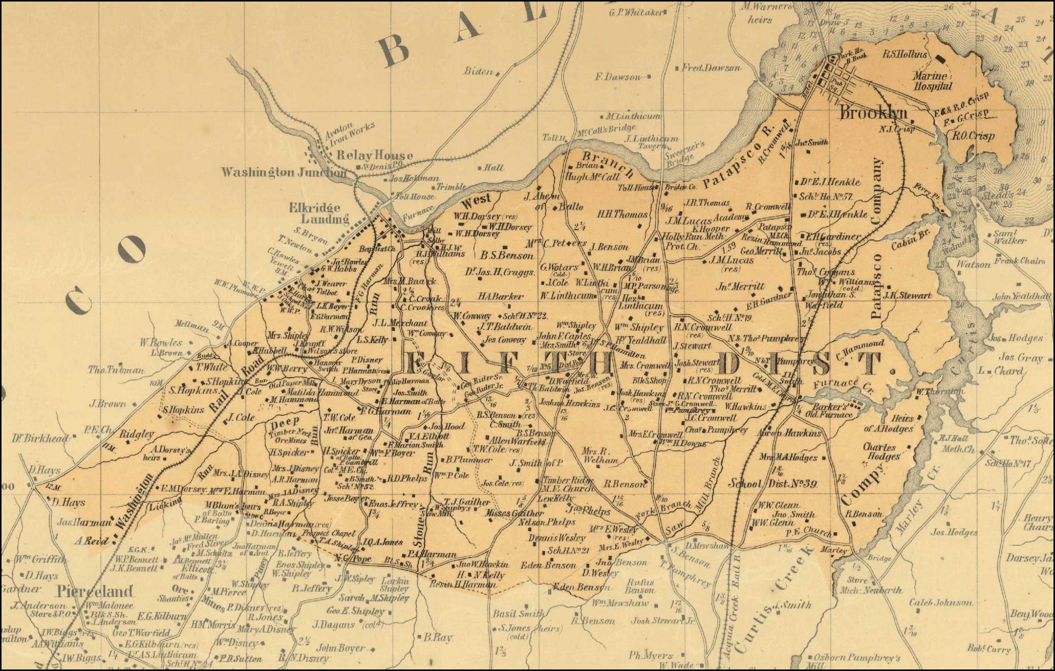 Simon J Martenet Map of Anne Arundel County 1860 District 5
