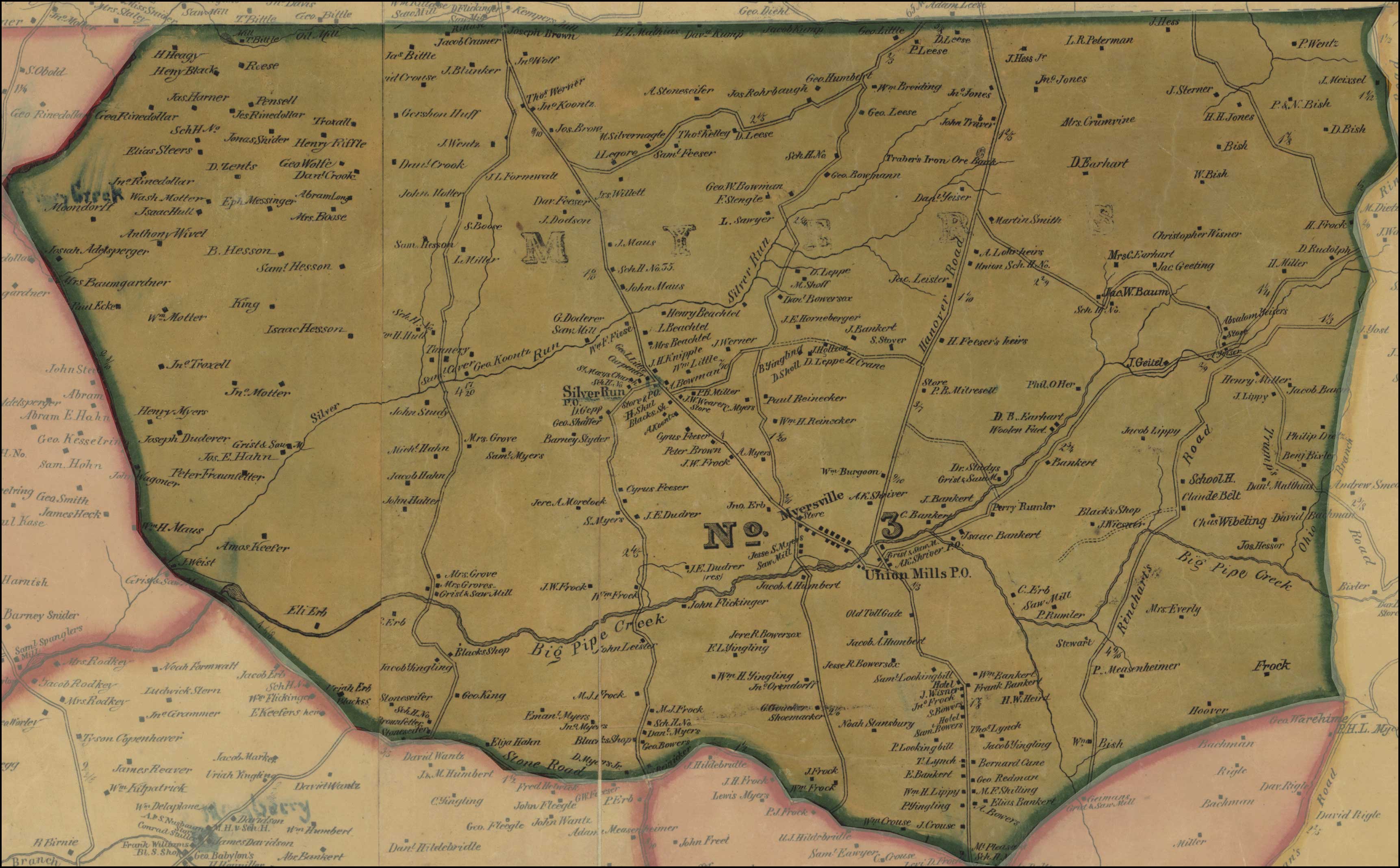 Simon J. Martenet, Map of Carroll County, 1862, Library of Congress, MSA SC 1213-1-119