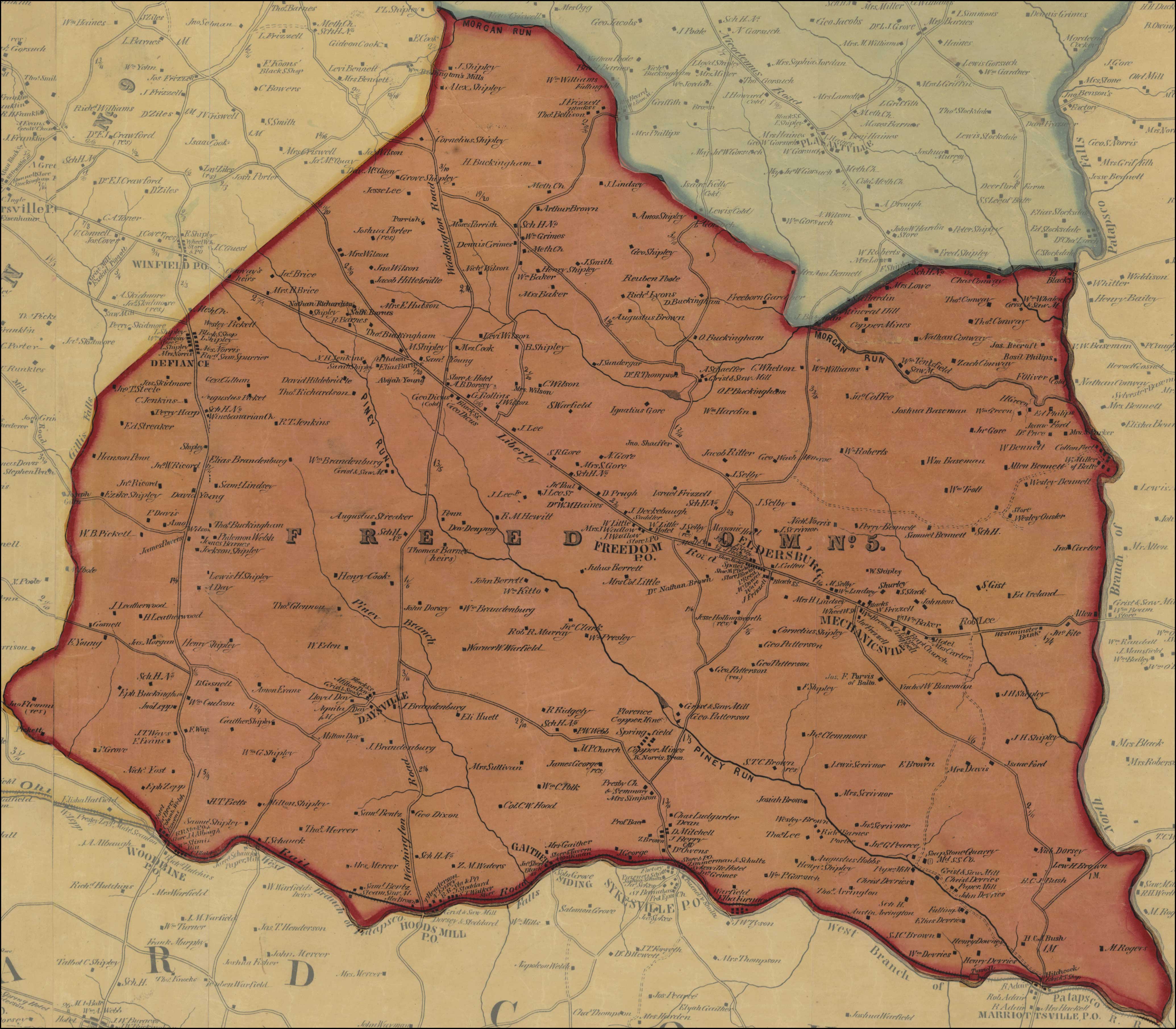 Simon J. Martenet, Map of Carroll County, 1862, Library of Congress, MSA SC 1213-1-119