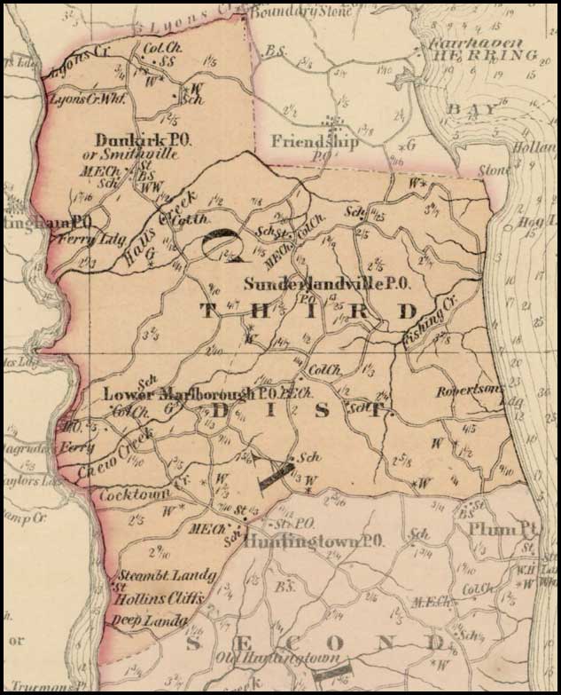 Simon J Martenet Map Of Calvert County 1860 District 3