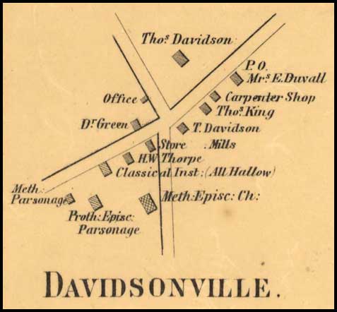 Detail of Davidsonville from Simon J. Martenet, Map of Anne Arundel County, 1860, Library of Congress, MSA SC 1213-1-117