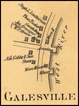 Detail of Galesville from Simon J. Martenet, Map of Anne Arundel County, 1860, Library of Congress, MSA SC 1213-1-117