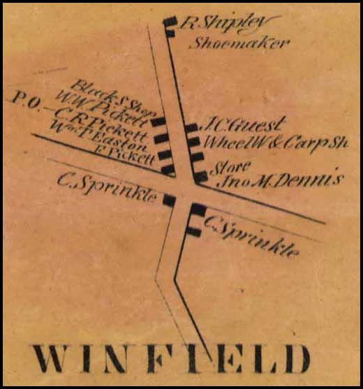 Detail of Winfield from Simon J. Martenet, Map of Carroll County, 1862, Library of Congress, MSA SC 1213-1-119 