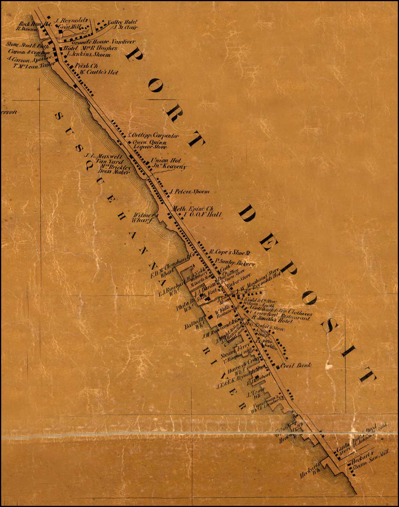 Detail of Port Deposit from Simon J. Martenet, Map of Cecil County, 1858, Library of Congress, MSA SC 1213-1-462
