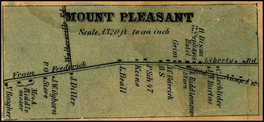 Detail of Mount Pleasant from Isaac Bond, Map of Frederick County, 1858, Library of Congress, MSA SC 1213-1-457