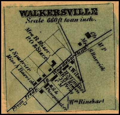 Detail of Walkersville from Isaac Bond, Map of Frederick County, 1858, Library of Congress, MSA SC 1213-1-457