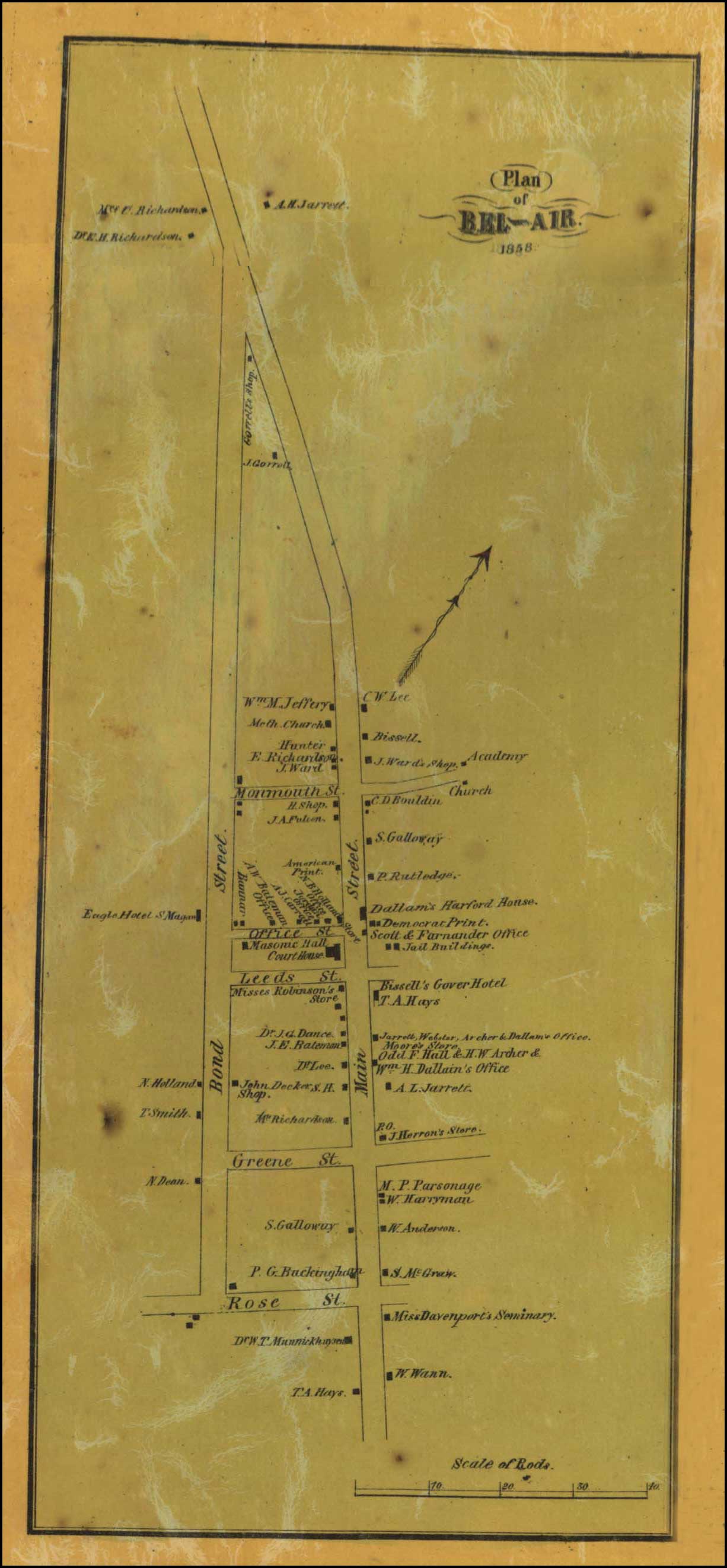 Detail of Bel-Air from Jennings and Herrick, Map of Harford County, 1858, Library of Congress, MSA SC 1213-1