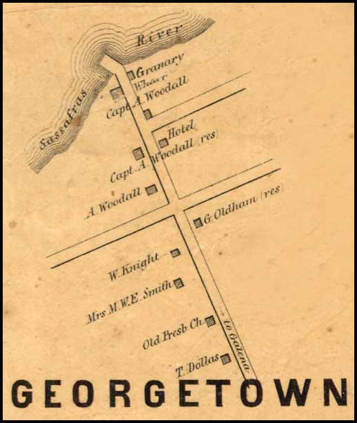 Detail of Georgetown from Simon J. Martenet, Map of Kent County, 1860, Library of Congress, MSA SC 1213-1-471