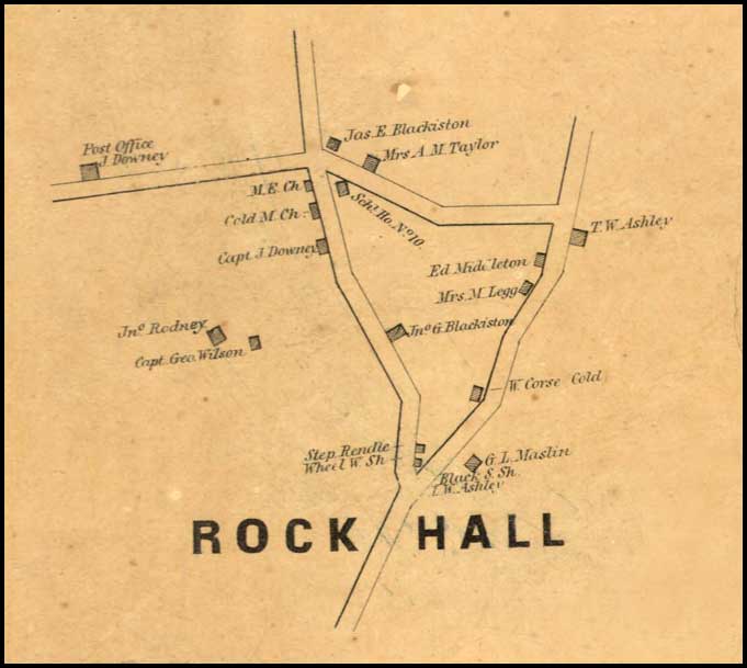 Detail of Rock Hall from Simon J. Martenet, Map of Kent County, 1860, Library of Congress, MSA SC 1213-1-471