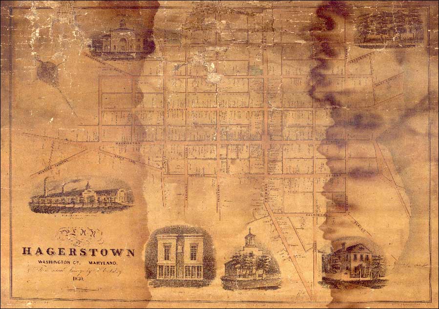 Map of Hagerstown. J.C. Sidney, 1850, MSA SC 5409-1-1