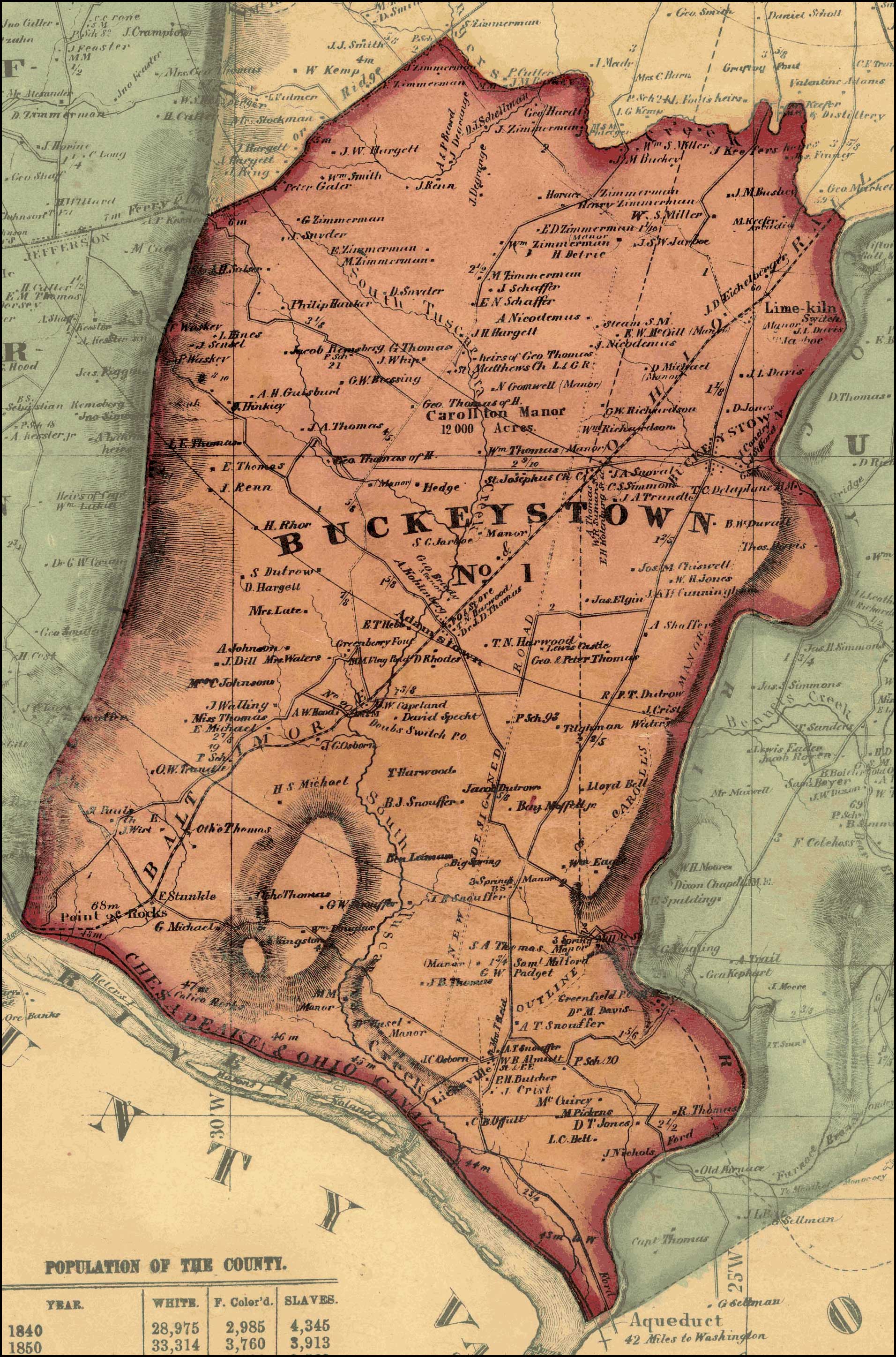 Frederick County District 1 Isaac Bond Map of Frederick County 1858