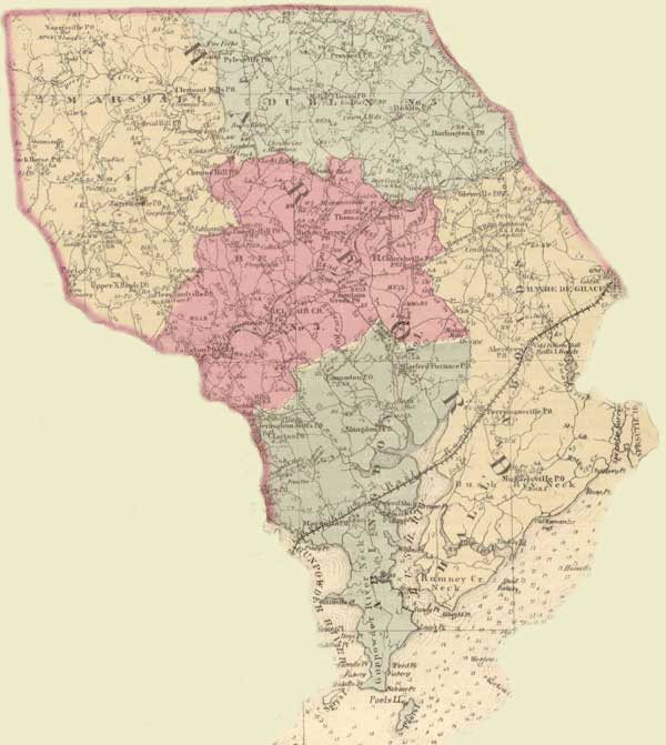 Harford County. Simon J. Martenet, Martenet's Atlas of Maryland, 1865, Huntingfield Collection, MSA SC 1399-1-75