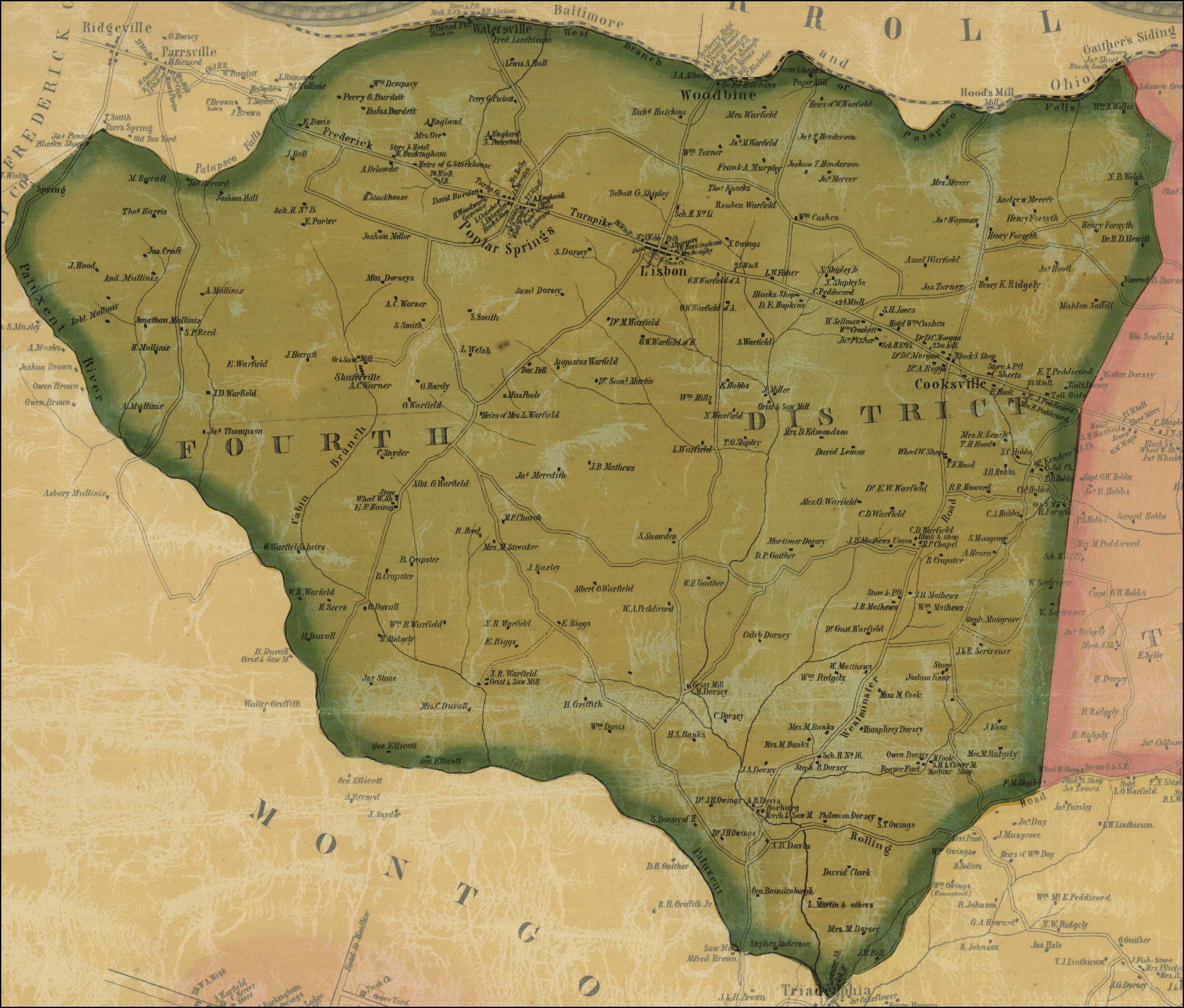 Simon J. Martenet, Map of Howard County, 1860, Library of Congress, MSA SC 1213-1-467