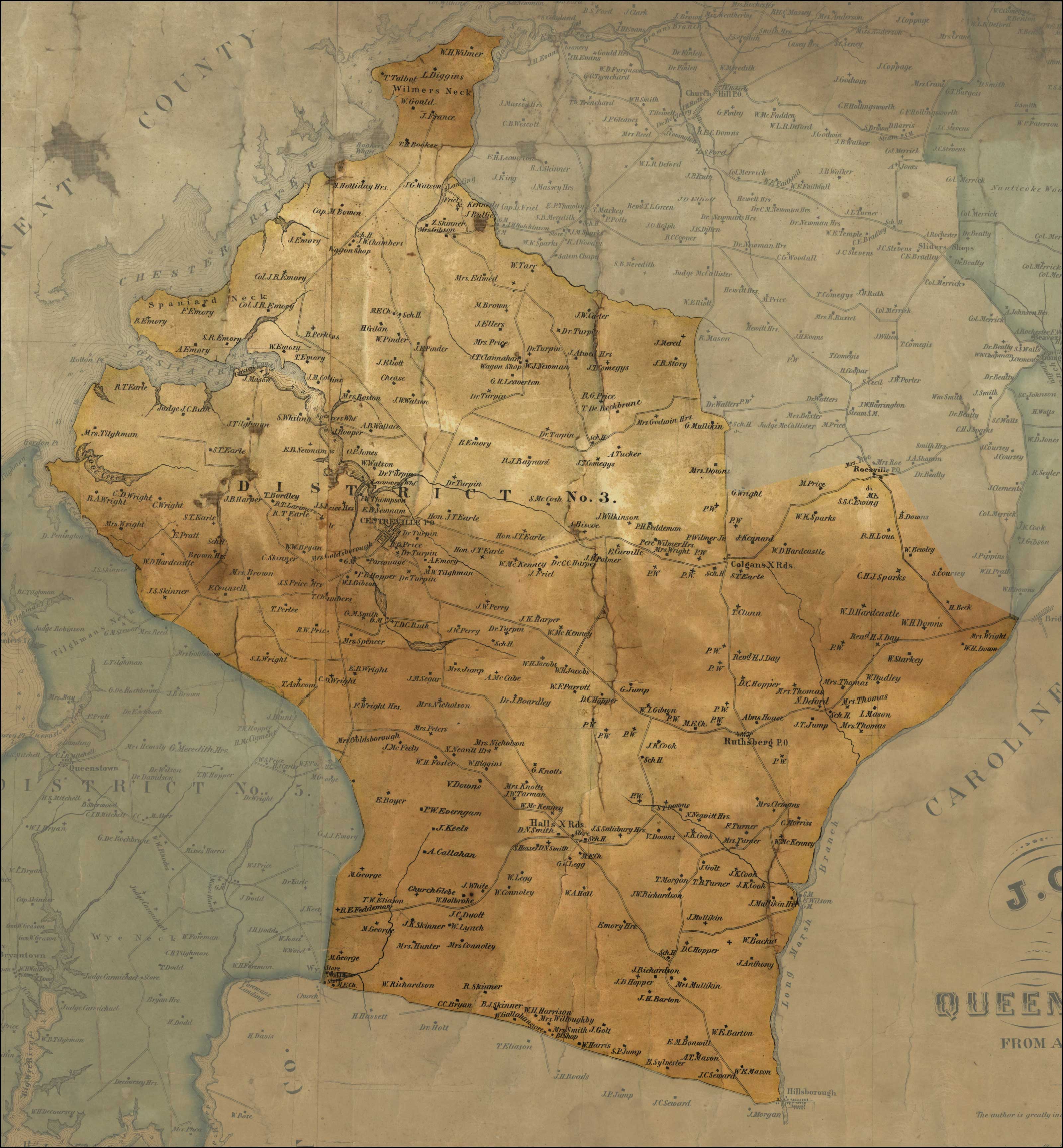 J. G. Stong's Map of Queen Anne's County, 1866, District 3