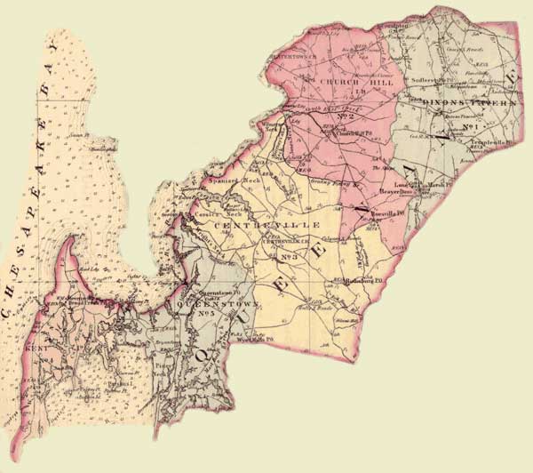 Queen Anne's County. Simon J. Martenet, Martenet's Atlas of Maryland, 1865, Huntingfield Collection, MSA SC 1399-1-75