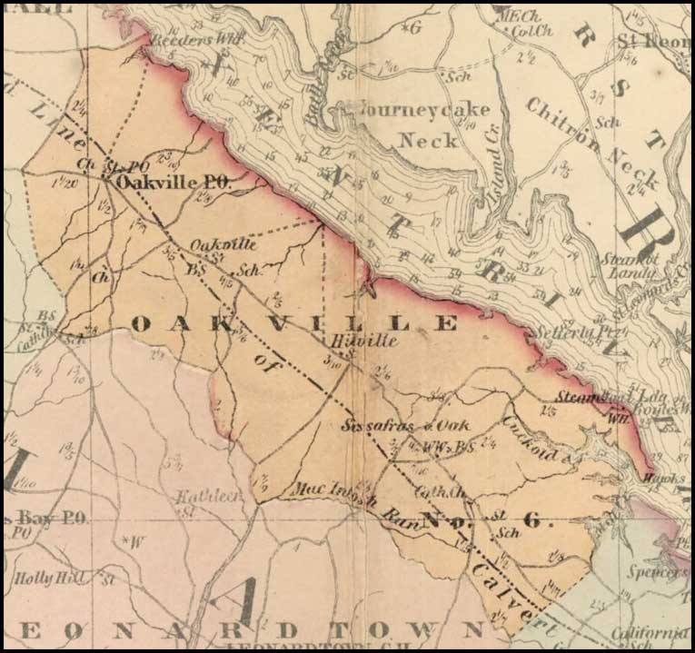 Simon J. Martenet, Map of St. Mary's County, 1865, Huntingfield Collection MSA SC 1399-1-75