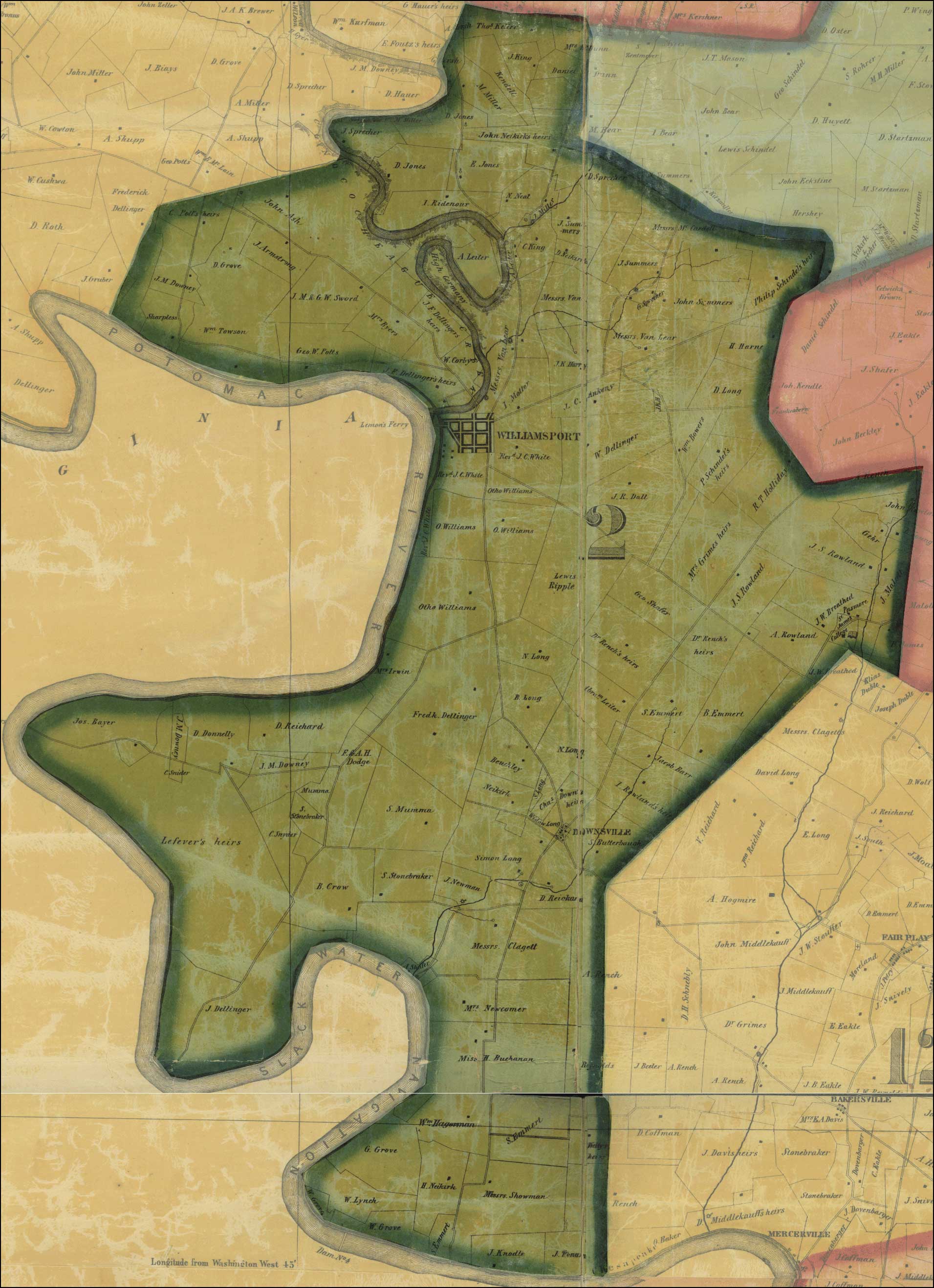 Thomas Taggert, A Map of Washington County, 1859, Library of Congress.MSA SC 1213-1-471