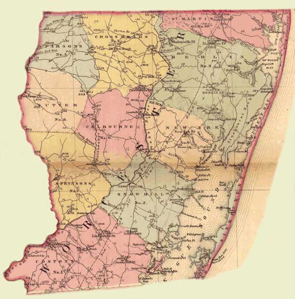 Worcester County. Simon J. Martenet, Martenet's Atlas of Maryland, 1865 ...