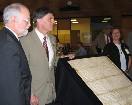 Governor Robert Ehrlich and Dr. Edward Papenfuse with the Annapolis charter