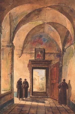 Friars in a Corridor