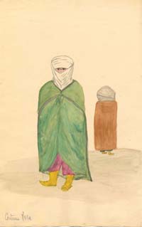  Costumes at Pera: Two Figures Wearing Cloaks and Head Wrappings