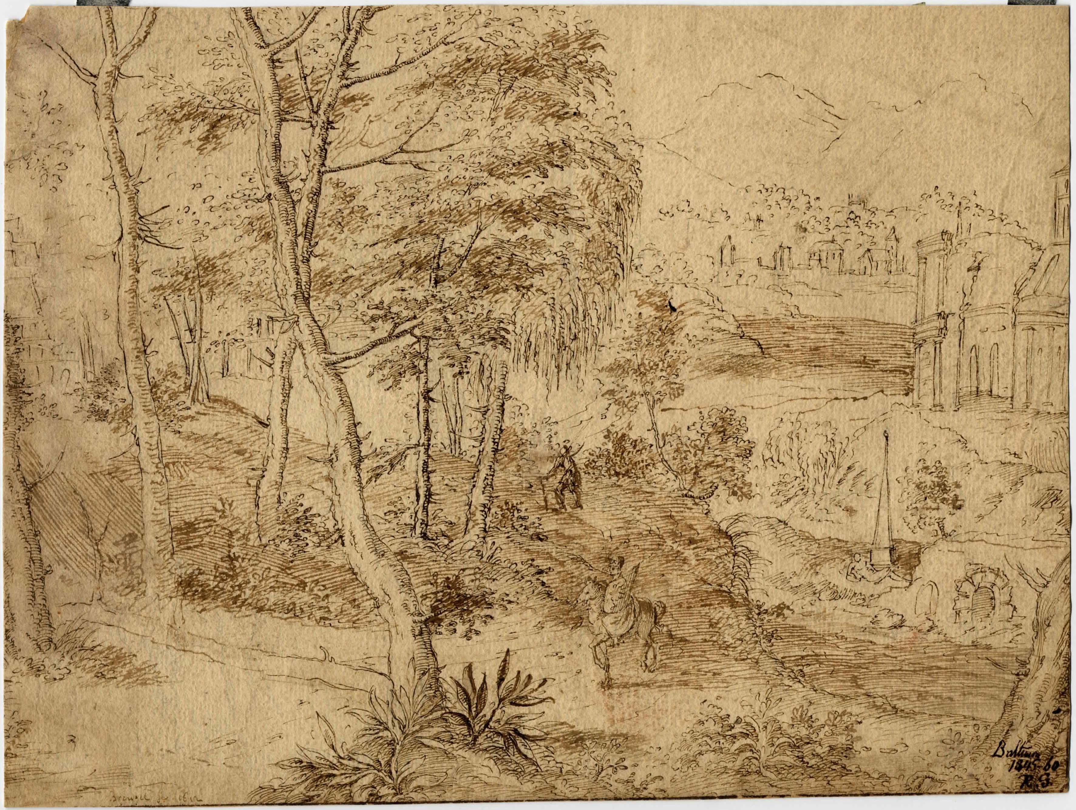 A Wooded Landscape with Classical Ruins