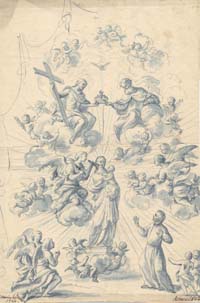 statue of madonna and child with trinity