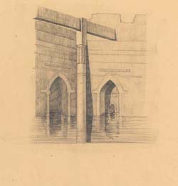 Egypt, Cairo, Building flooded by the Nile