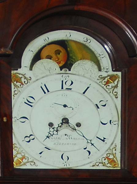 Nathaniel Moore, tall case clock, face