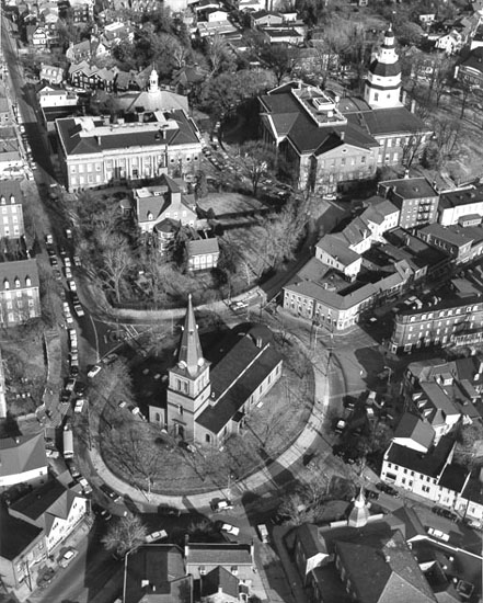 Aerial view of Church Circle, 1959