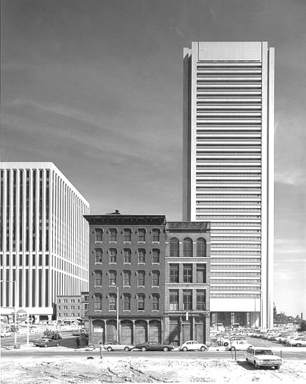 Old and new buildings in Baltimore City, 1974