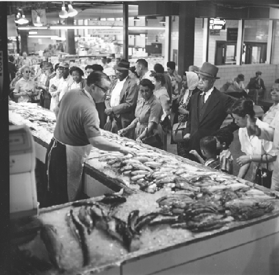 MSA SC 2117-55: fish stand at Lexington Market