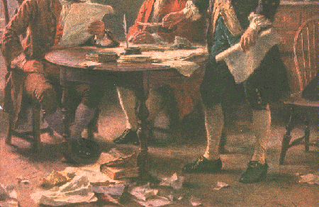[painting of
men writing documents]