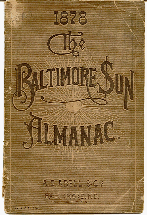 cover of the 1878 Baltimore Sun Almanac