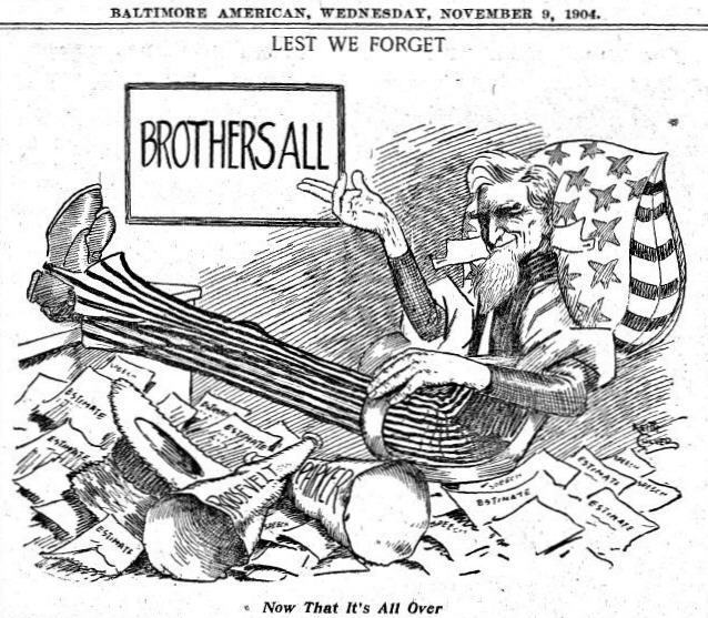 political cartoon from Baltimore American, Nov. 9, 1904