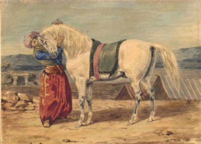 A Turk Stroking His Horse 