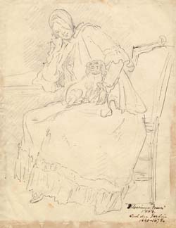 A Seated Woman with a Dog 