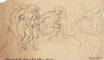 Silenus and other studies (recto), The Nativity (verso)