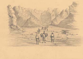 Peninsula of Sinai, Wady, Caravan scene Monday morning 7 March 1842