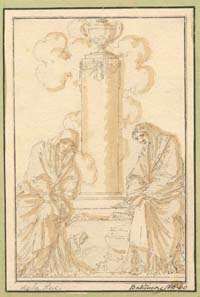 Two Women by a Column 