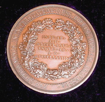 Sylvester Medal - verso