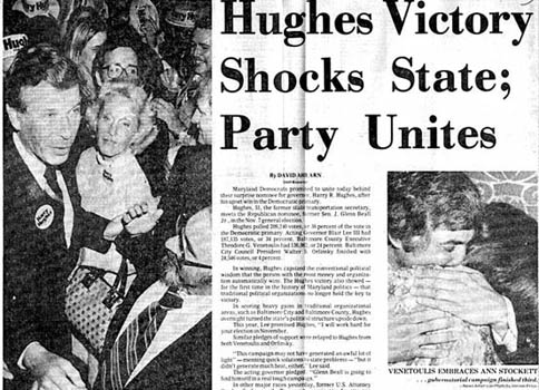 Front page of Baltimore News American after Hughes' 1978 victory
