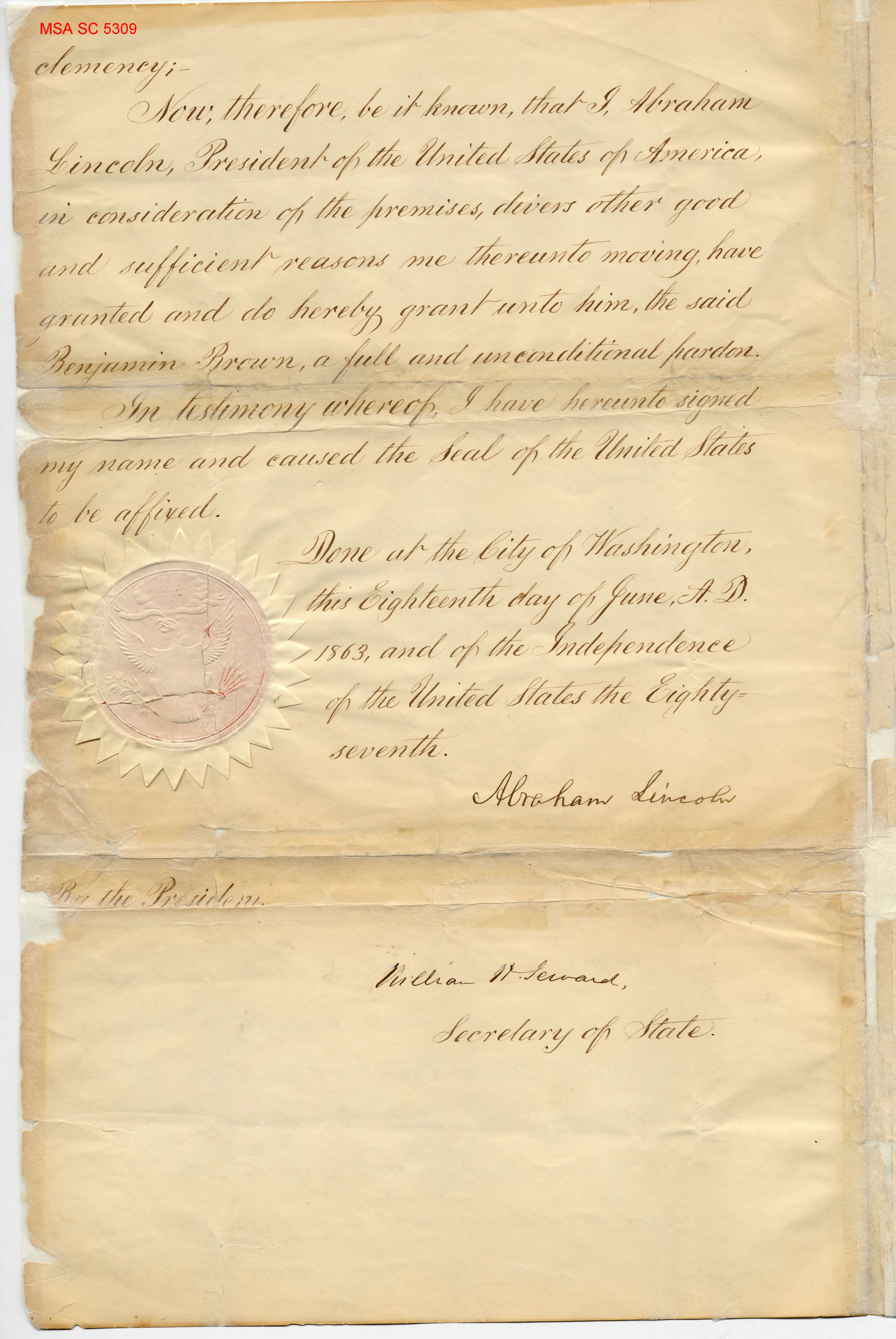 page 2 of the Lincoln pardon