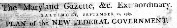 title from Maryland Gazette - plan of the New Federal Government
