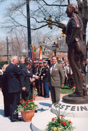 Governor Glendening with Senator Thomas V. Mike Miller at dedication of statue of Louis L. Goldstein